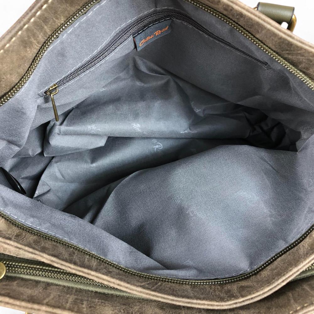 GREEN Cotton Road PU Leather Handbag with TRIM