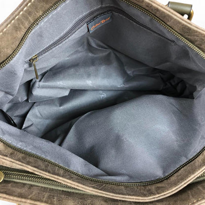 GREEN Cotton Road PU Leather Handbag with TRIM