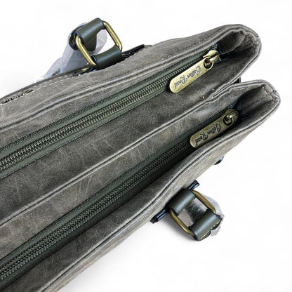 GREEN Cotton Road PU Leather Handbag with TRIM