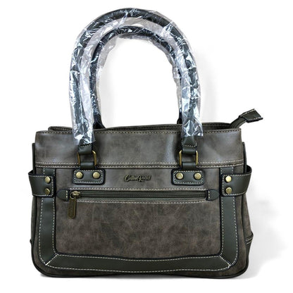 GREEN Cotton Road PU Leather Handbag with TRIM