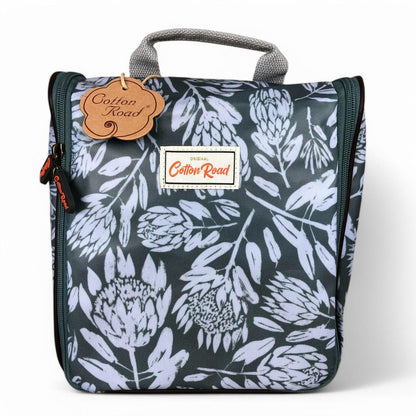 GREEN Cotton Road PVC Hanging Vanity Bag with PROTEAS