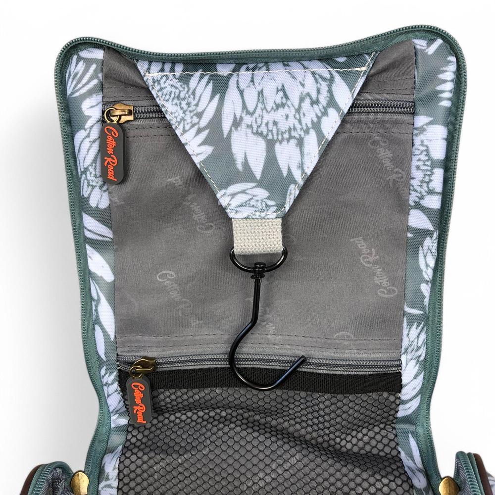 GREEN Cotton Road PVC Hanging Vanity Bag with PROTEAS