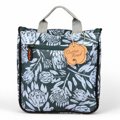 GREEN Cotton Road PVC Hanging Vanity Bag with PROTEAS