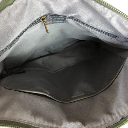 GREEN FLORAL Printed PU Leather Cotton Road Sling Bag