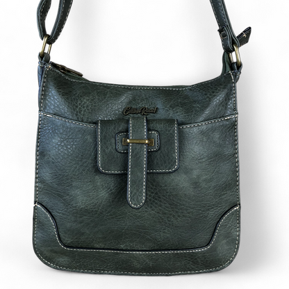 GREEN PU Leather Cotton Road Sling Bag