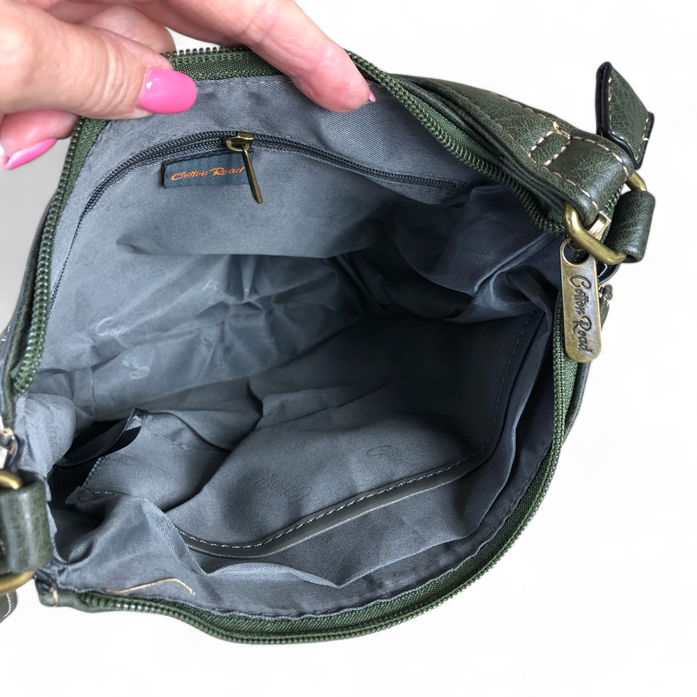 GREEN PU Leather Cotton Road Sling Bag