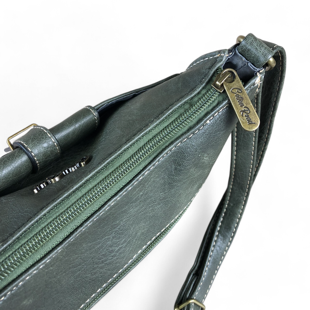 GREEN PU Leather Cotton Road Sling Bag