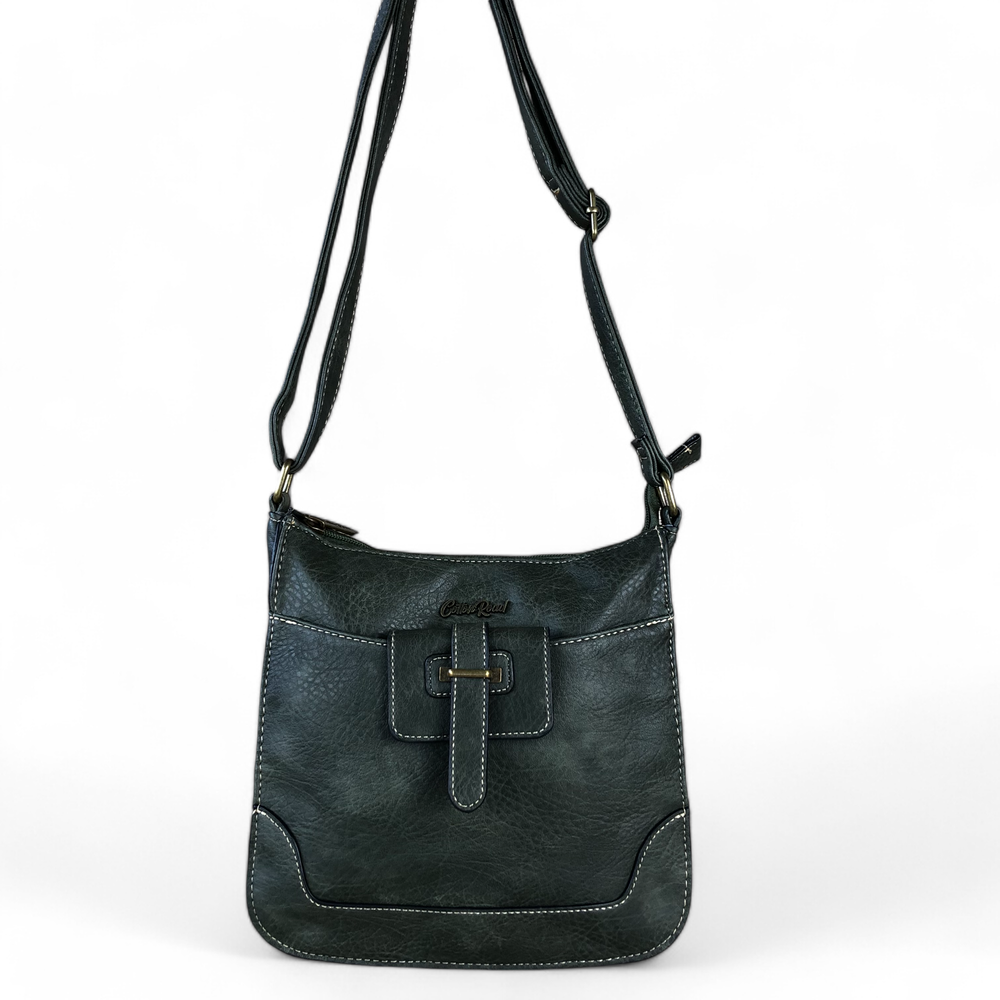 GREEN PU Leather Cotton Road Sling Bag