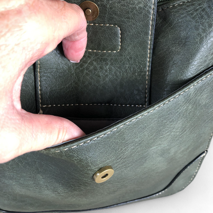 GREEN PU Leather Cotton Road Sling Bag