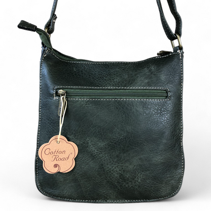 GREEN PU Leather Cotton Road Sling Bag