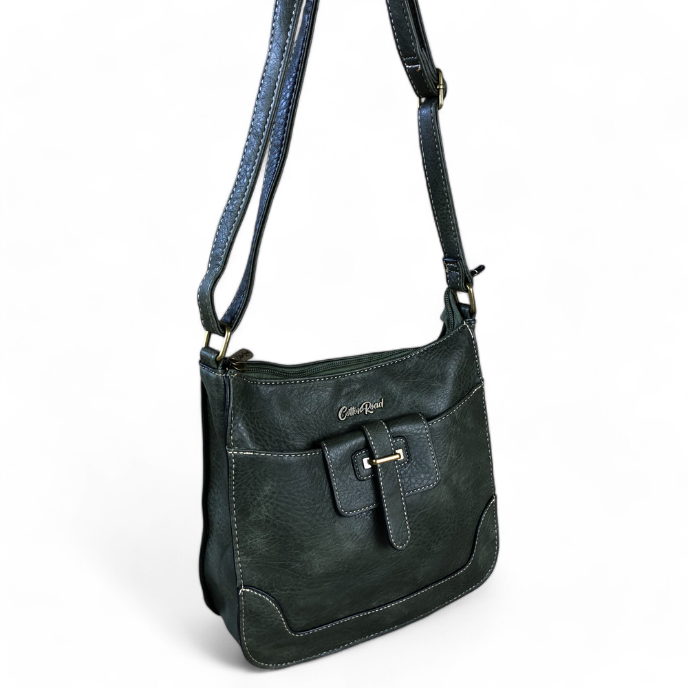 GREEN PU Leather Cotton Road Sling Bag
