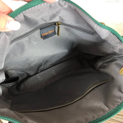 GREEN Printed FLORAL Cotton Road PU Leather Sling Bag