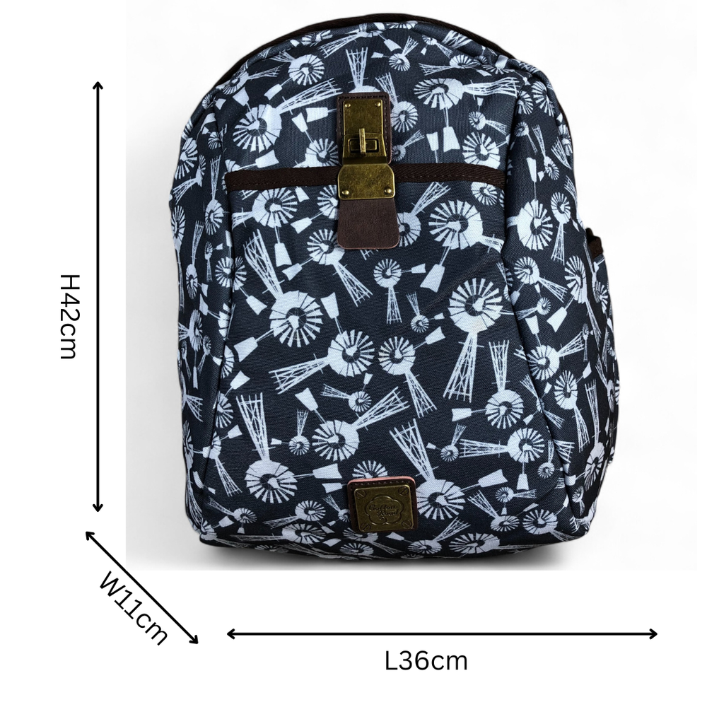 GREY Canvas Cotton Road Backpack with WINDMILL detailing