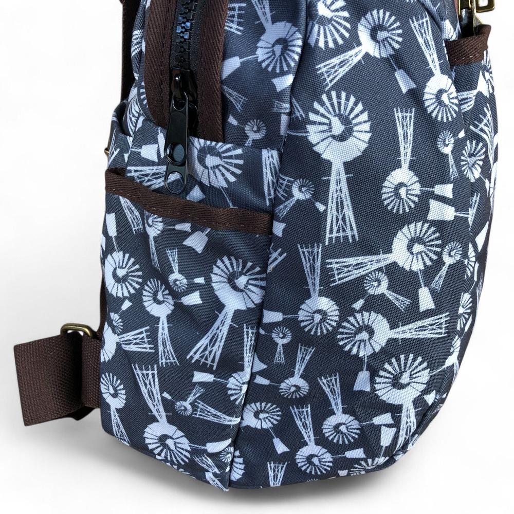GREY Canvas Cotton Road Backpack with WINDMILL detailing