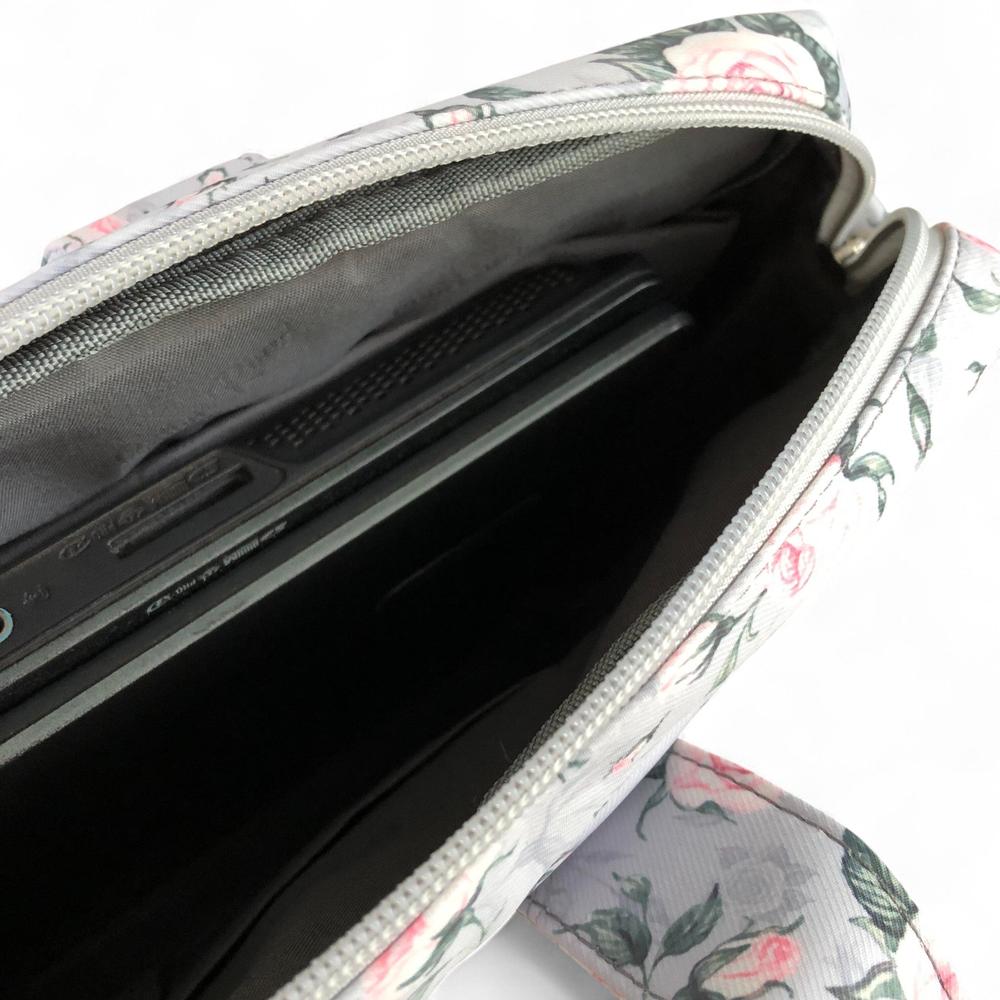 GREY Canvas FLORAL Cotton Road Laptop Bag with GREY Trim and Matching Sleeve COMBO