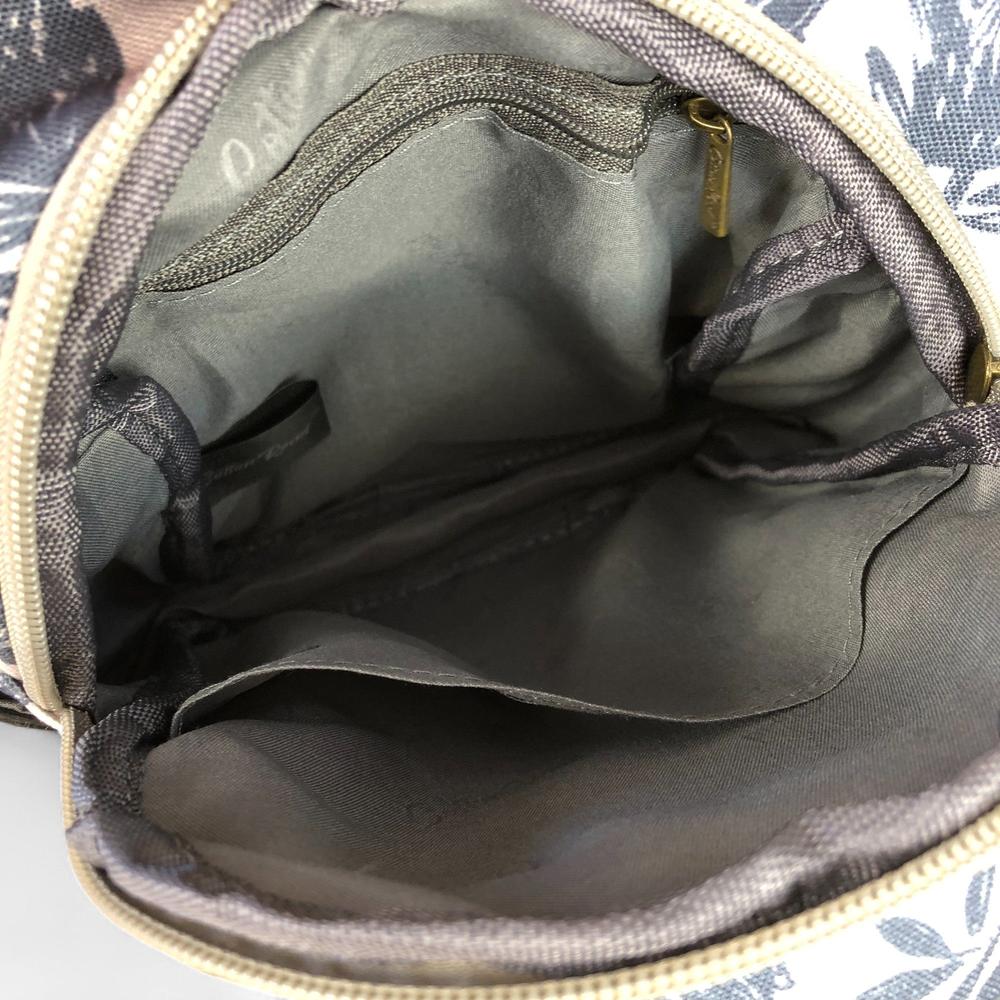 GREY Cotton Road CANVAS Cross Body Bag / Mini Backpack with PROTEAS