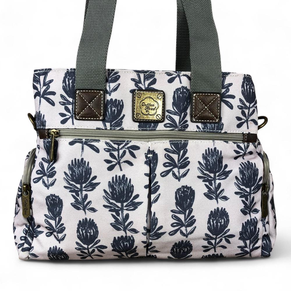 GREY Cotton Road Canvas Handbag with PROTEA Print