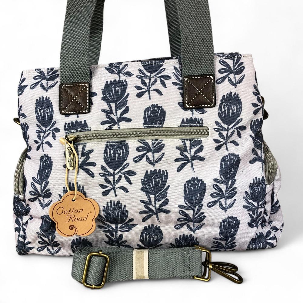 GREY Cotton Road Canvas Handbag with PROTEA Print