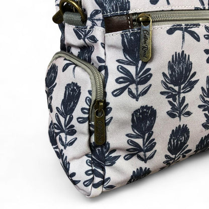 GREY Cotton Road Canvas Handbag with PROTEA Print