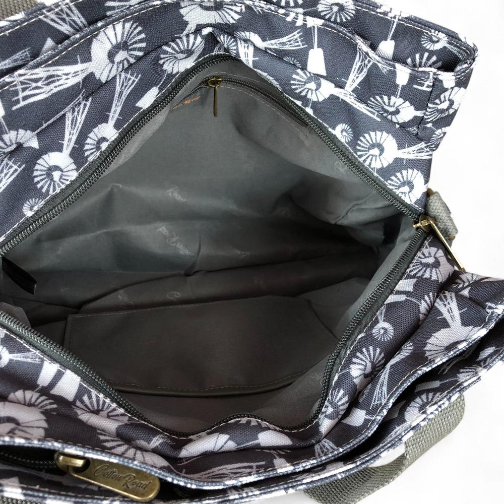 GREY Cotton Road Canvas Handbag with WINDMILLS