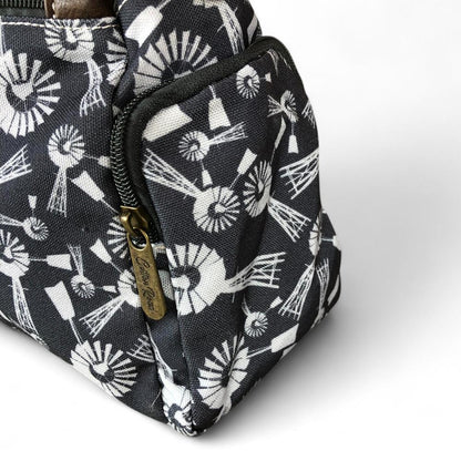 GREY Cotton Road Canvas Handbag with WINDMILLS