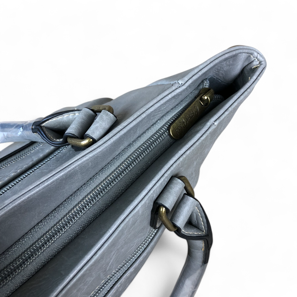 GREY Cotton Road PU Leather Handbag with EMBROIDERED detailing