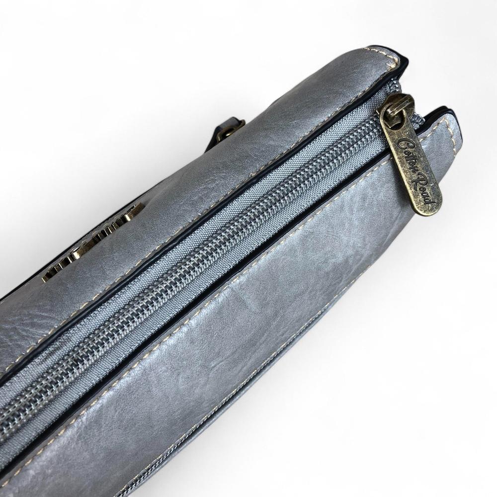 GREY Cotton Road PU Leather Sling Bag with FLORAL detailing