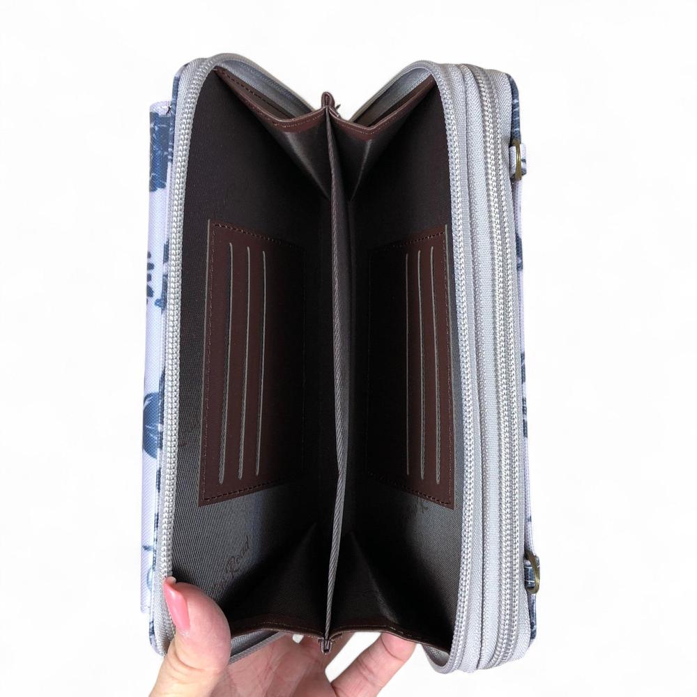 GREY Cotton Road PVC Cellphone Sling Wallet with PROTEA Print