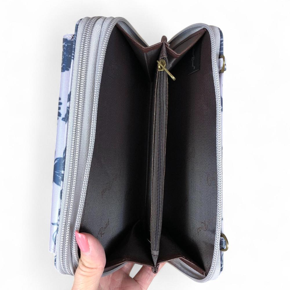 GREY Cotton Road PVC Cellphone Sling Wallet with PROTEA Print