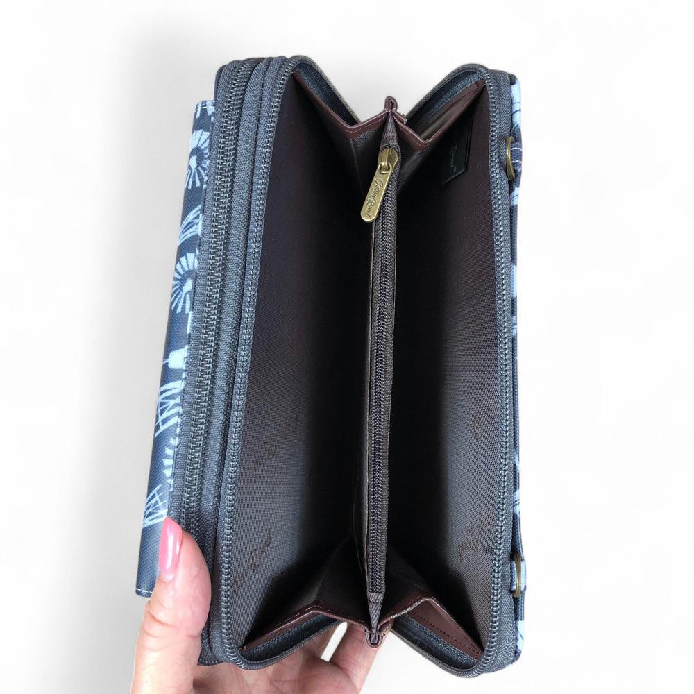 GREY Cotton Road PVC Cellphone Sling Wallet with WINDMILLS