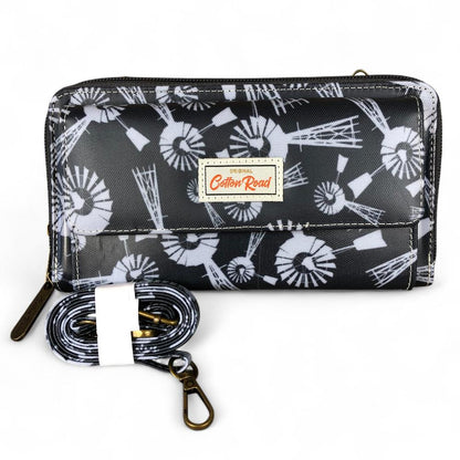 GREY Cotton Road PVC Cellphone Sling Wallet with WINDMILLS