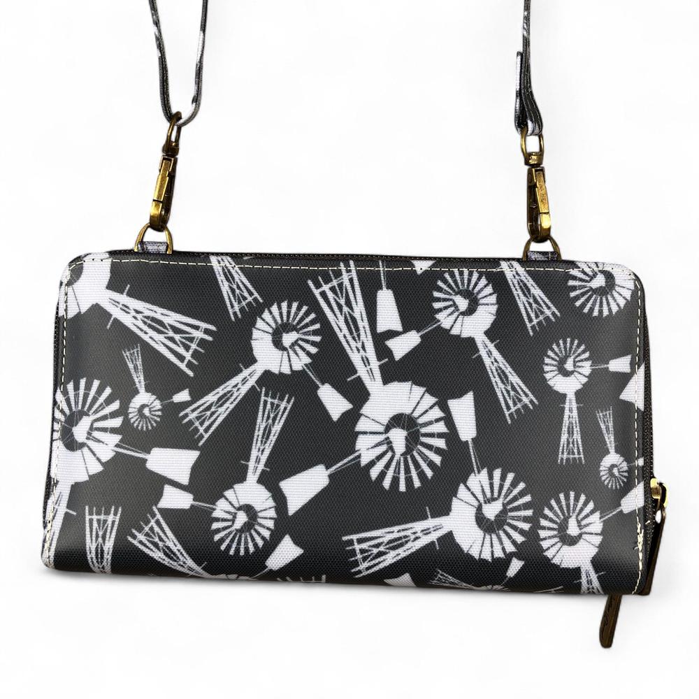 GREY Cotton Road PVC Cellphone Sling Wallet with WINDMILLS