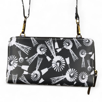 GREY Cotton Road PVC Cellphone Sling Wallet with WINDMILLS