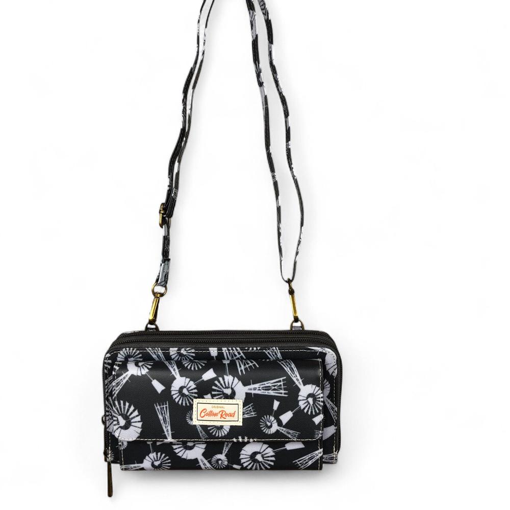 GREY Cotton Road PVC Cellphone Sling Wallet with WINDMILLS