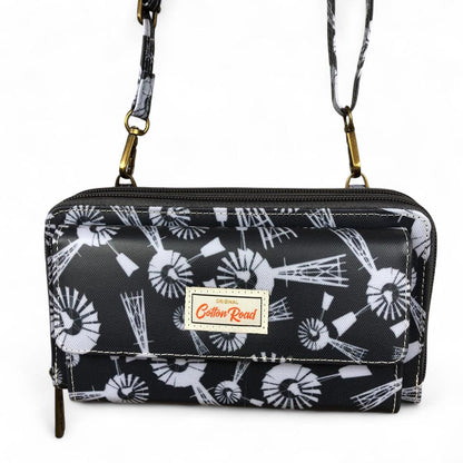 GREY Cotton Road PVC Cellphone Sling Wallet with WINDMILLS