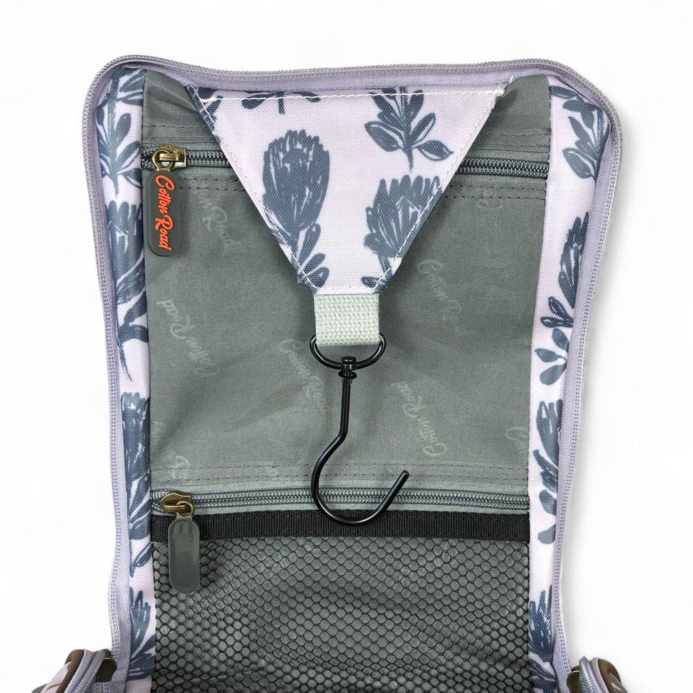 GREY Cotton Road PVC Hanging Vanity Bag with PROTEAS