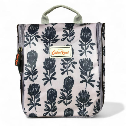 GREY Cotton Road PVC Hanging Vanity Bag with PROTEAS