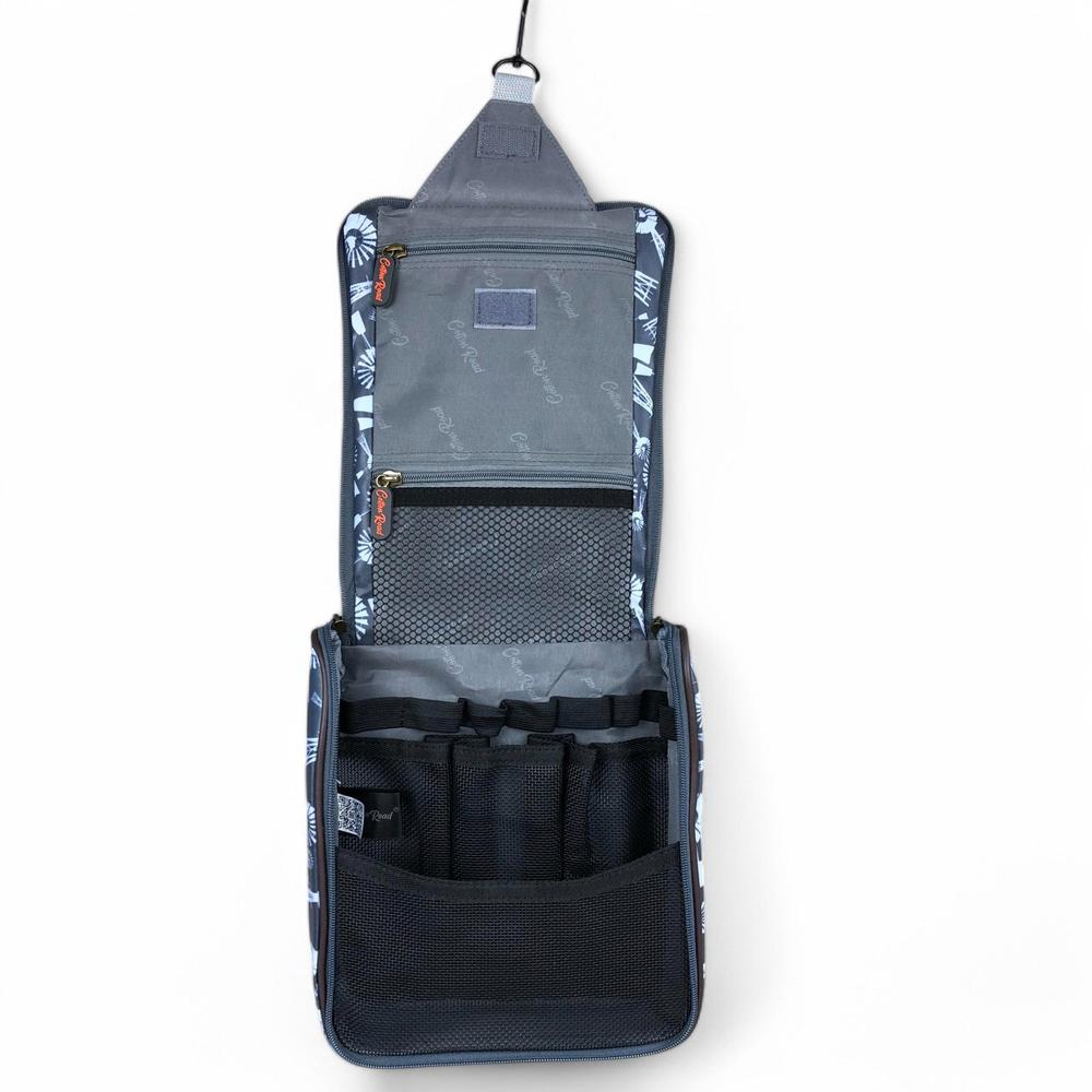 GREY Cotton Road PVC Hanging Vanity Bag with WINDMILLS