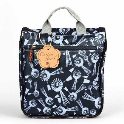 GREY Cotton Road PVC Hanging Vanity Bag with WINDMILLS