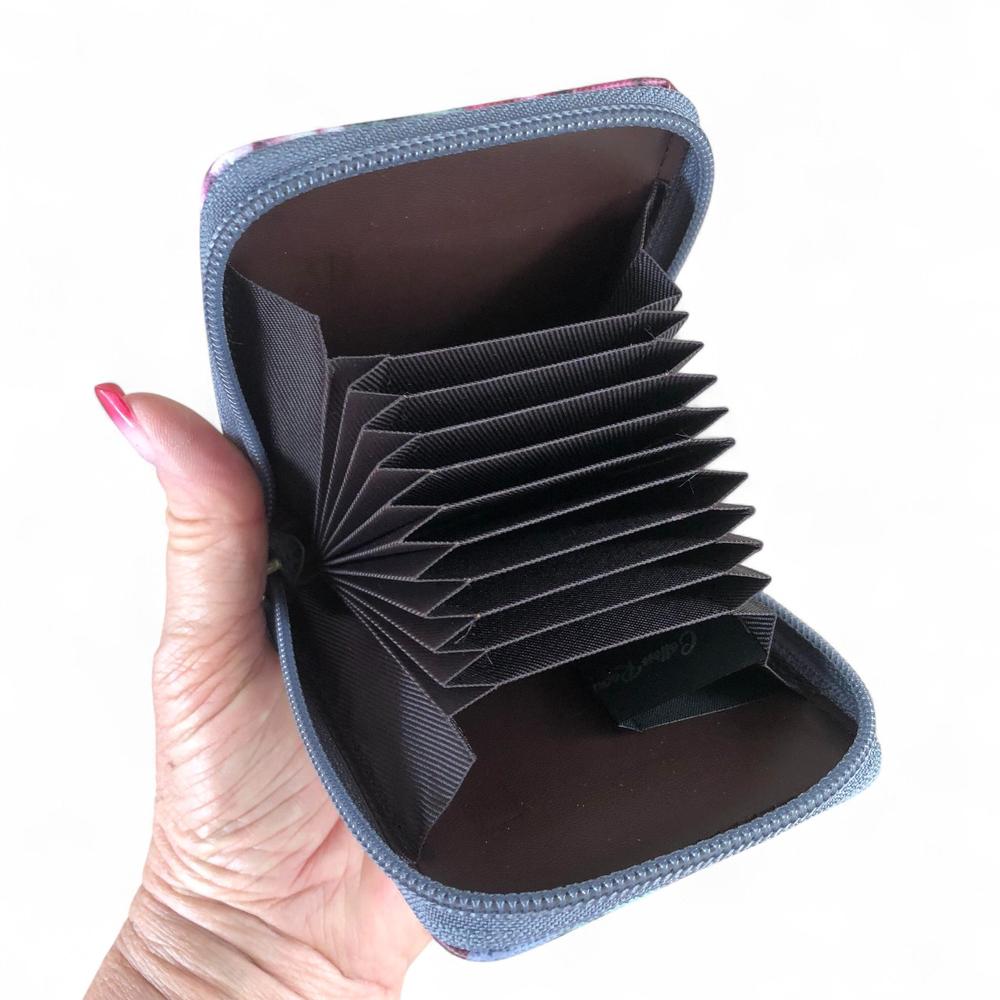 GREY FLORAL PVC Cotton Road Card Holder