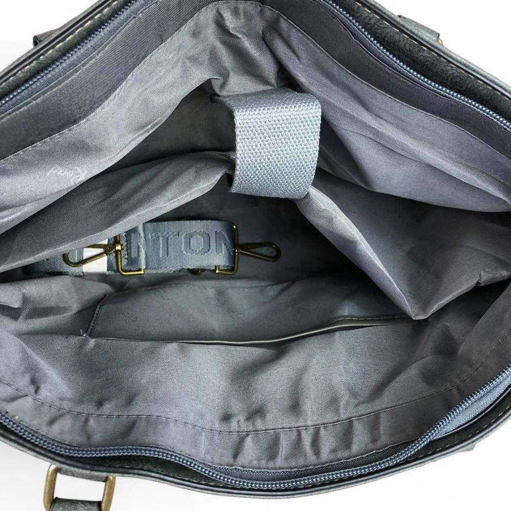 GREY Lace Print Cotton Road PU Leather Laptop Bag