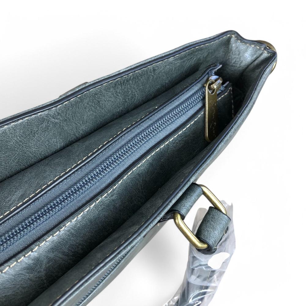 GREY Lace Print Cotton Road PU Leather Laptop Bag