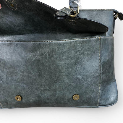 GREY Lace Print Cotton Road PU Leather Laptop Bag
