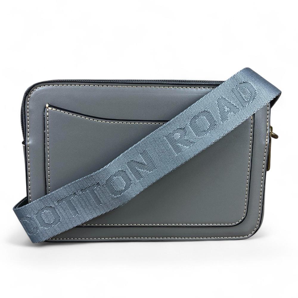 GREY PU Leather Cotton Road Sling Bag with FLORAL Panel