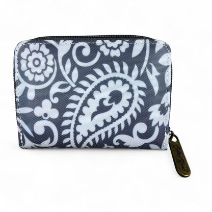 GREY PVC Cotton Road Card Holder with PAISLEY Print