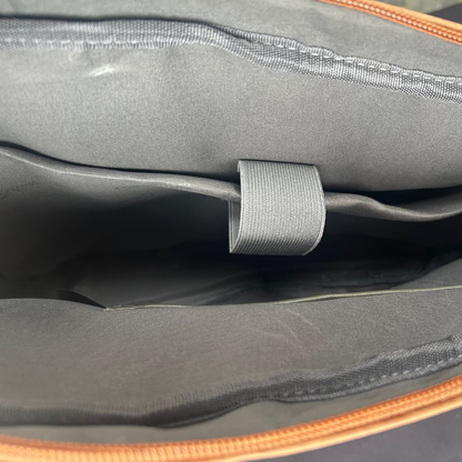 Cotton Road Laptop Bag: BROWN PU Leather with Embossed Protea