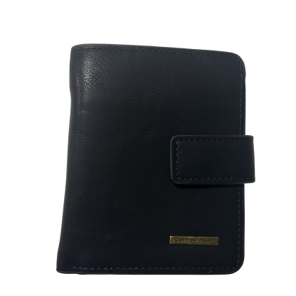 COTTON ROAD WALLET: BLACK PU Leather SMALL MENS Wallet WITH CLIP