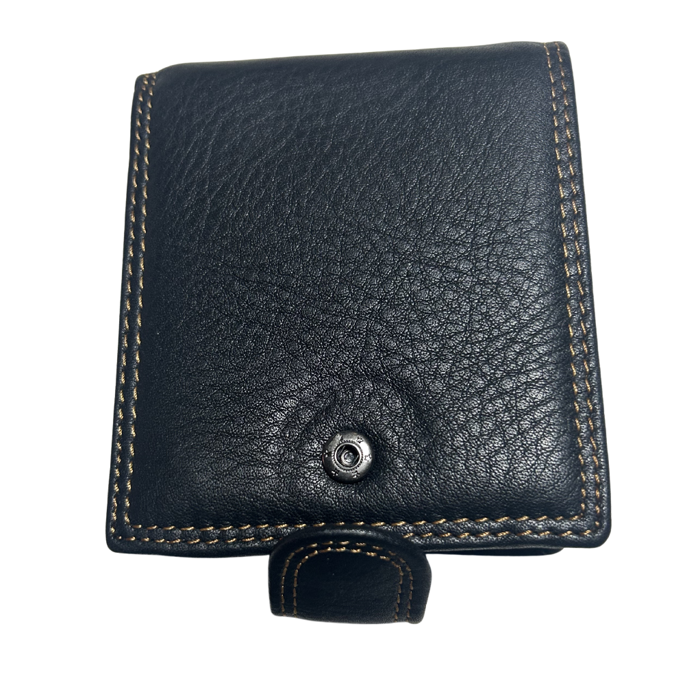 Vivace Men's Wallet: BLACK Genuine Leather with Clip