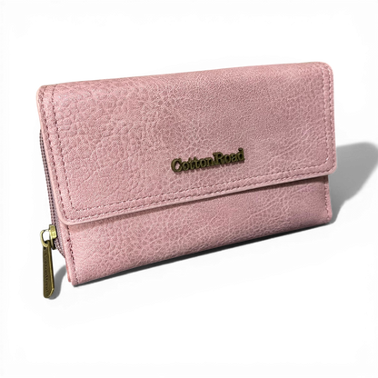 Pink Cotton Road Wallet in medium size with PU leather and multiple compartments
