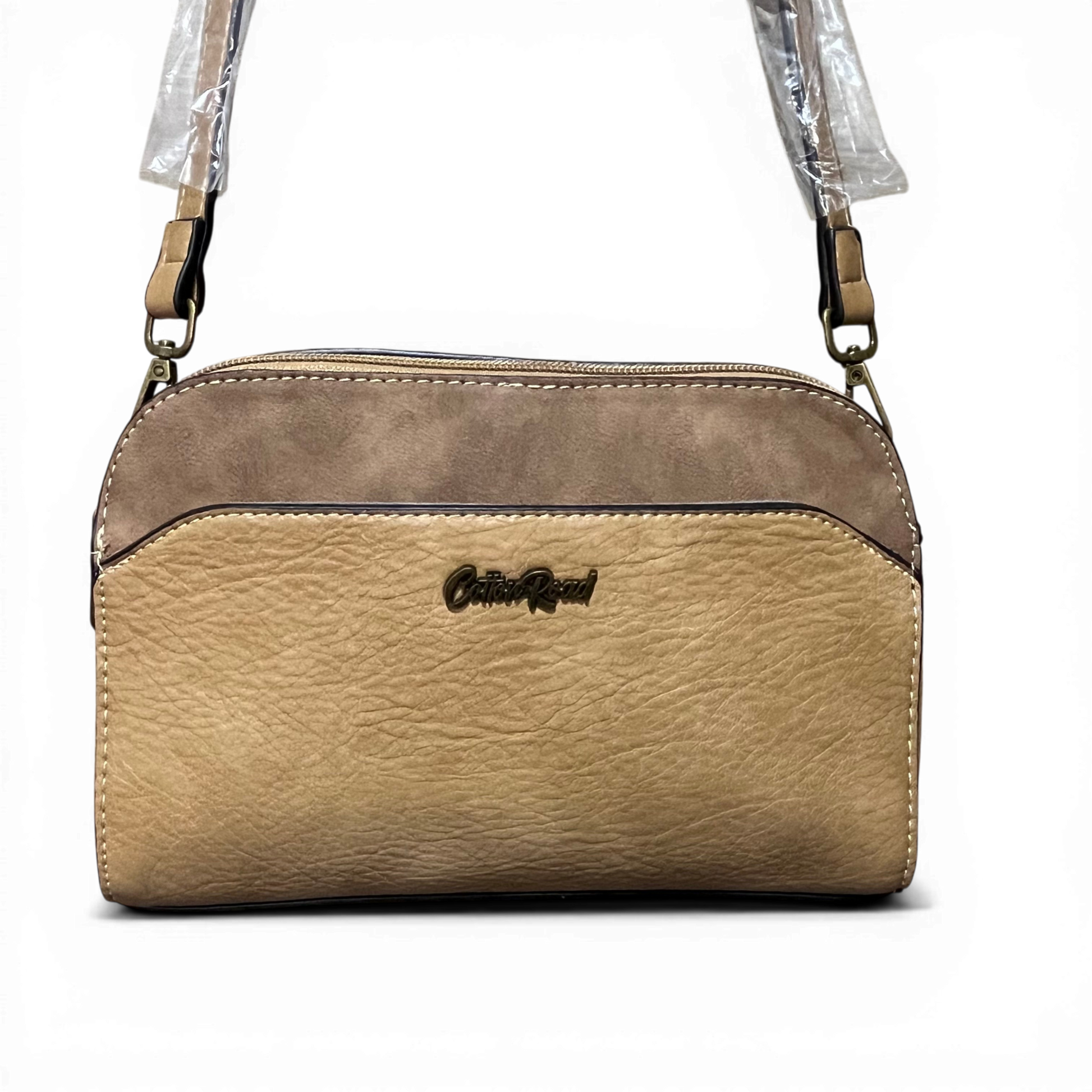 Cotton Road Sling Bag khaki PU leather with matching wallet set